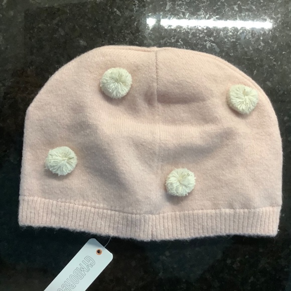 Pink Lined Hat Beanie with Pom Pomds - Picture 2 of 6